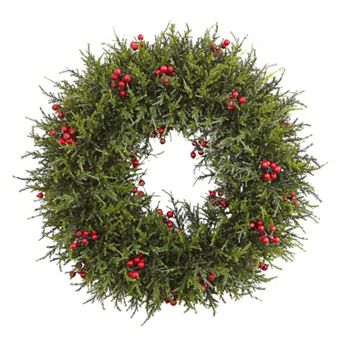 nearly natural Artificial Cedar Berry Wreath