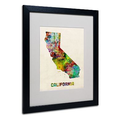 Trademark Global Watercolor State Framed Canvas Wall Art