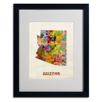 Trademark Global Watercolor State Framed Canvas Wall Art