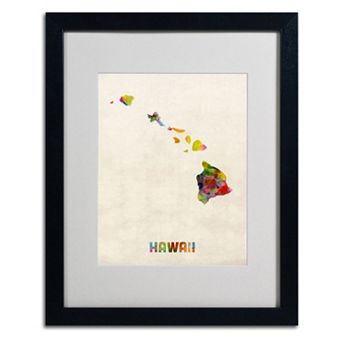 Trademark Global Watercolor State Framed Canvas Wall Art