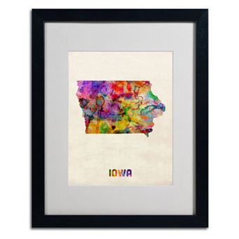 Trademark Global Watercolor State Framed Canvas Wall Art