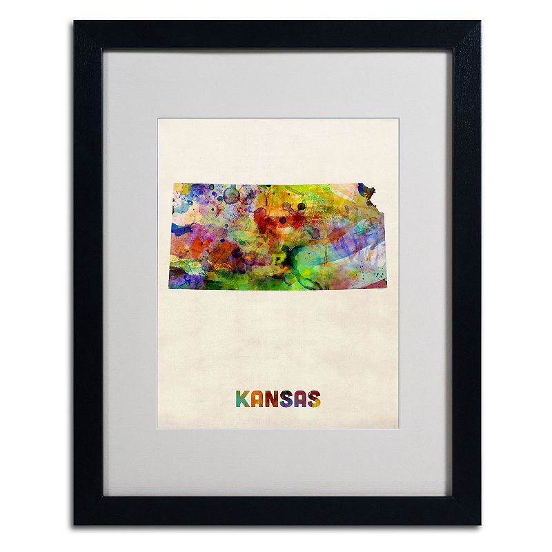 61335819 Trademark Global Watercolor State Framed Canvas Wa sku 61335819