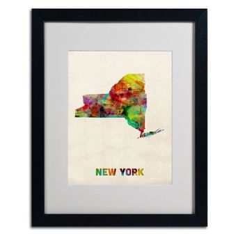 Trademark Global Watercolor State Framed Canvas Wall Art