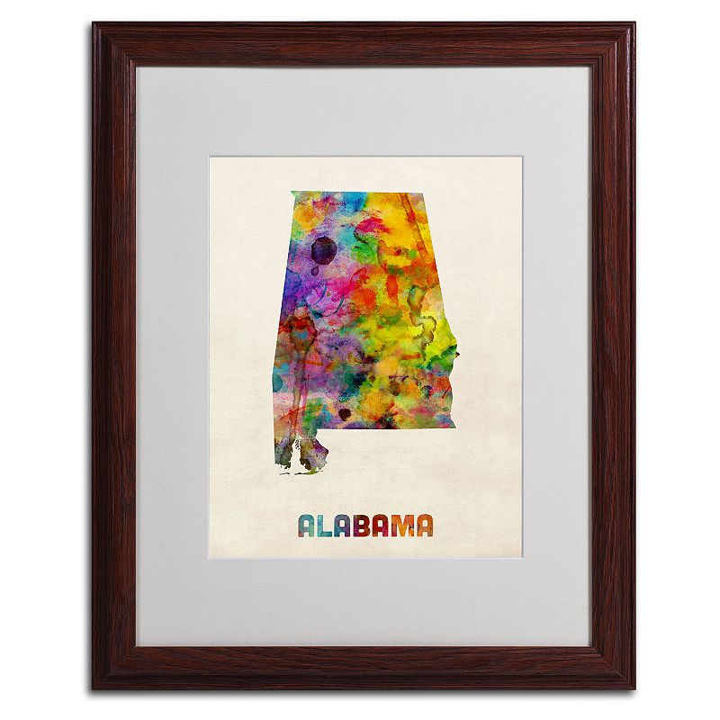 61384214 Trademark Global Watercolor State Wood Framed Canv sku 61384214