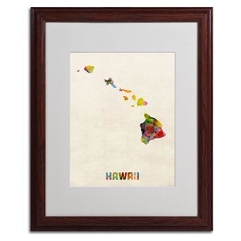 Trademark Global Watercolor State Wood Framed Canvas Wall Art