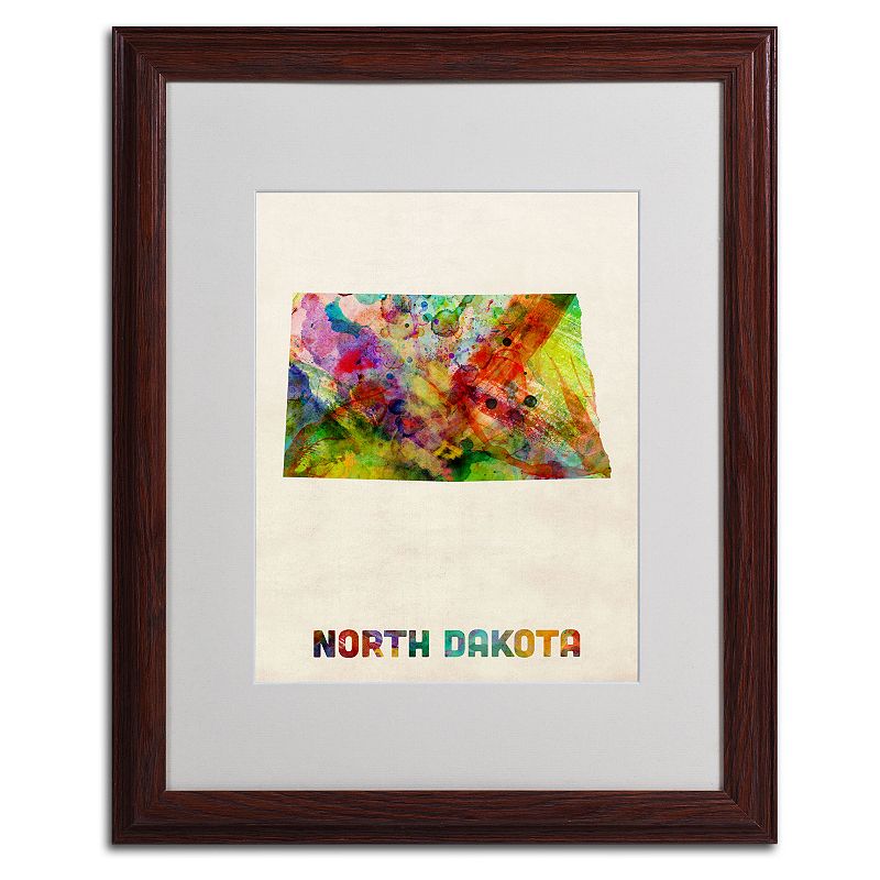 Trademark Global Watercolor State Wood Framed Canvas Wall Art, Multicolor,