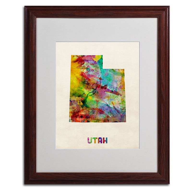 61384494 Trademark Global Watercolor State Wood Framed Canv sku 61384494
