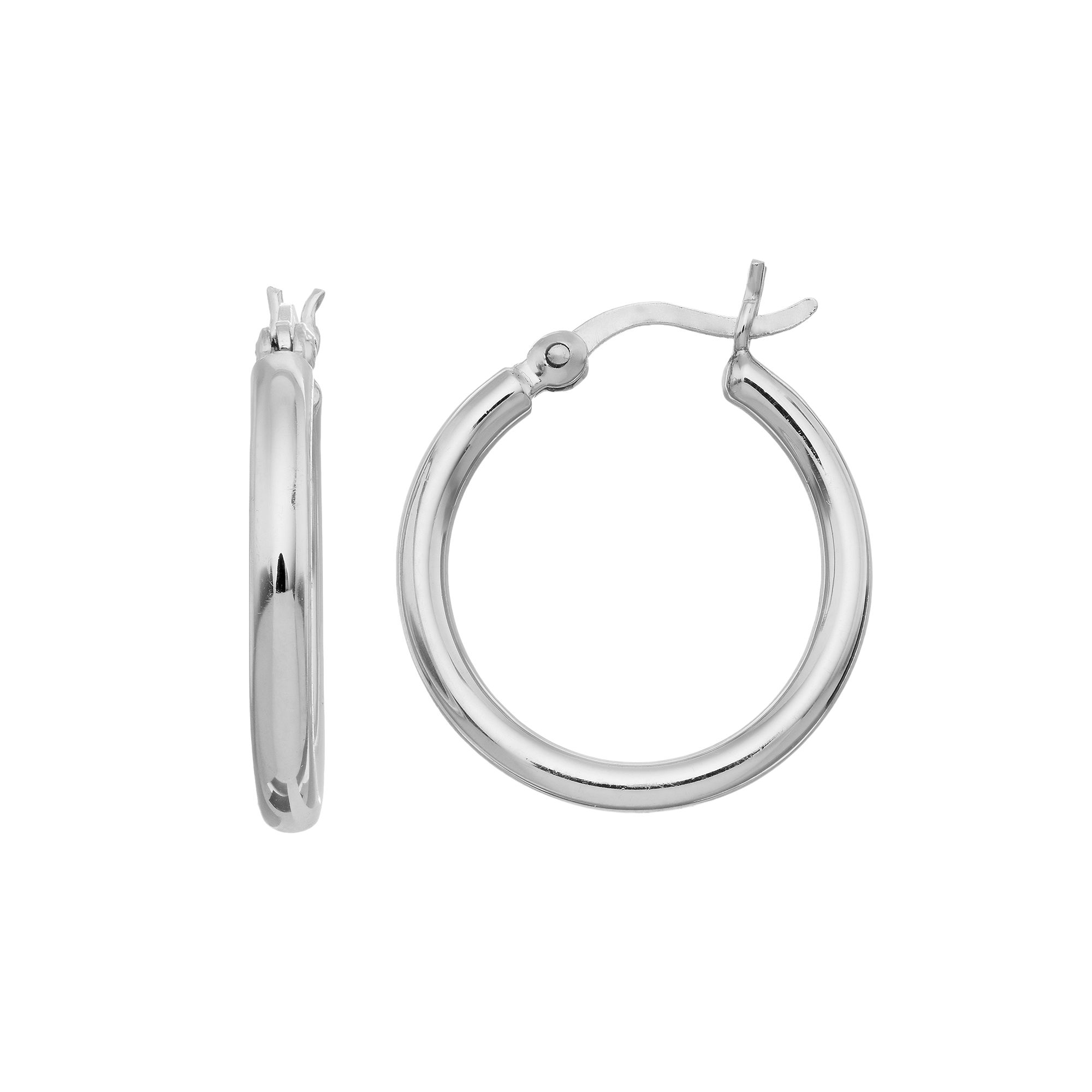 Platinum Over Silver Hoop Earrings, Womens, Grey
