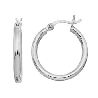 Platinum Over Silver Hoop Earrings