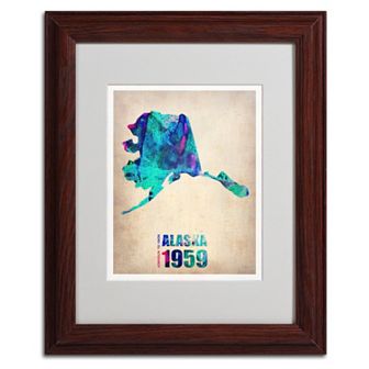 Trademark Global Watercolor State & Date Wood Framed Canvas Wall Art