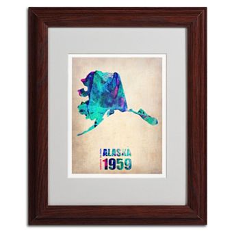 Trademark Global Watercolor State & Date Wood Framed Canvas Wall Art