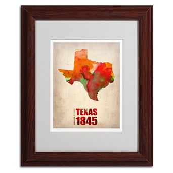Trademark Global Watercolor State & Date Wood Framed Canvas Wall Art