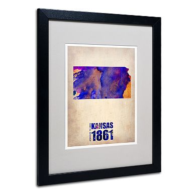 Trademark Global Watercolor State & Date Framed Canvas Wall Art