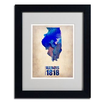 Trademark Global Watercolor State & Date Framed Canvas Wall Art