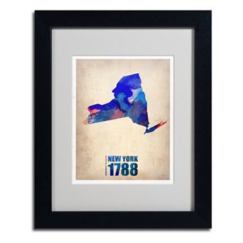 Trademark Global Watercolor State & Date Framed Canvas Wall Art