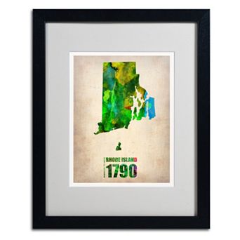 Trademark Global Watercolor State & Date Framed Canvas Wall Art