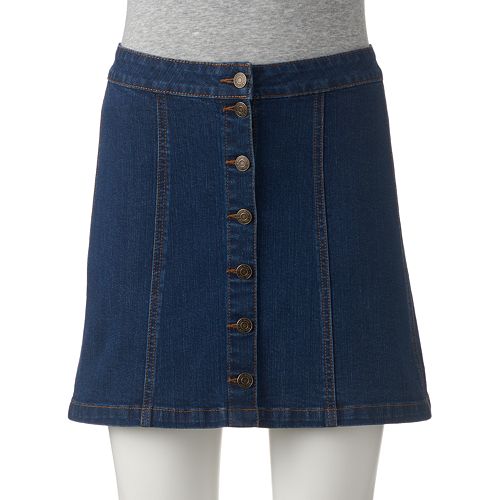 Juniors' Mudd® Button Front Denim Skirt