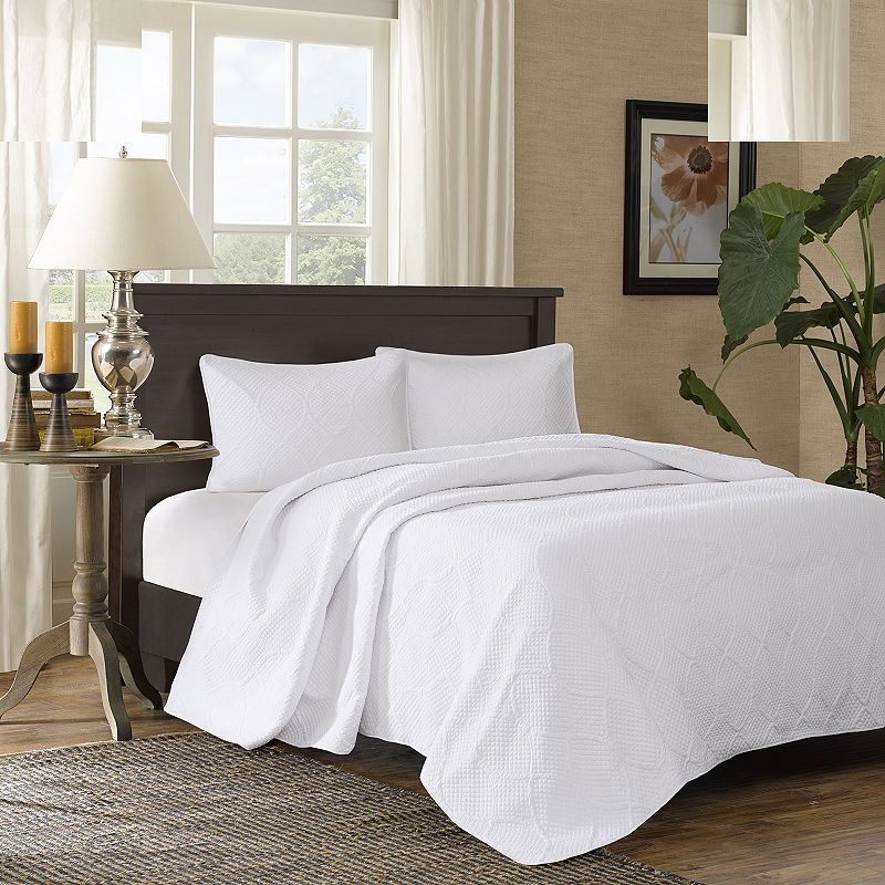 Madison Park Adelle 3-piece Bedspread Set, White, Full/Queen