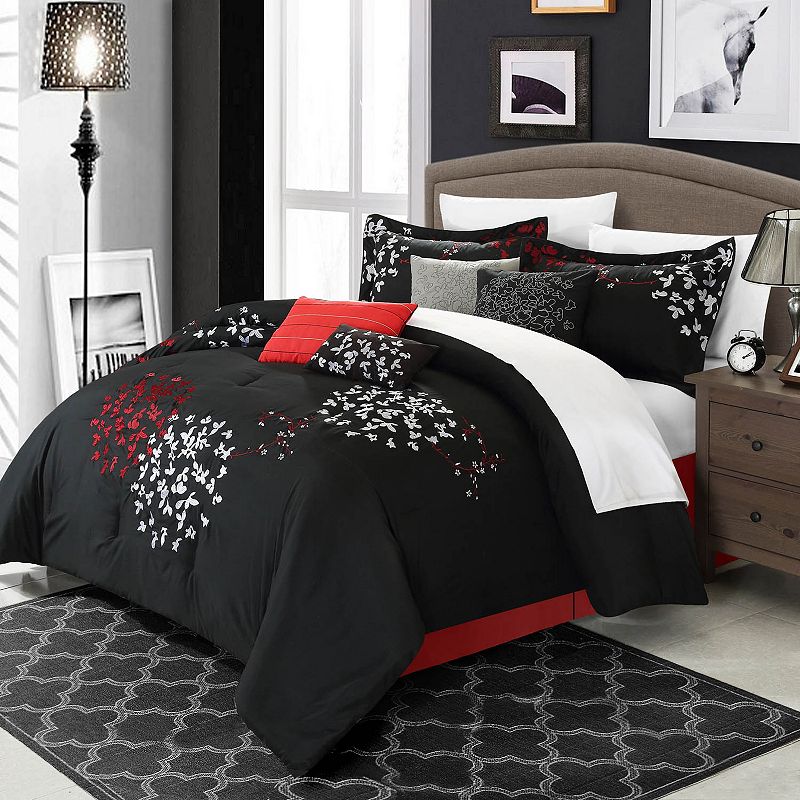 33801305 Chic Home Chelia 8-piece Bed Set, Black, Queen sku 33801305