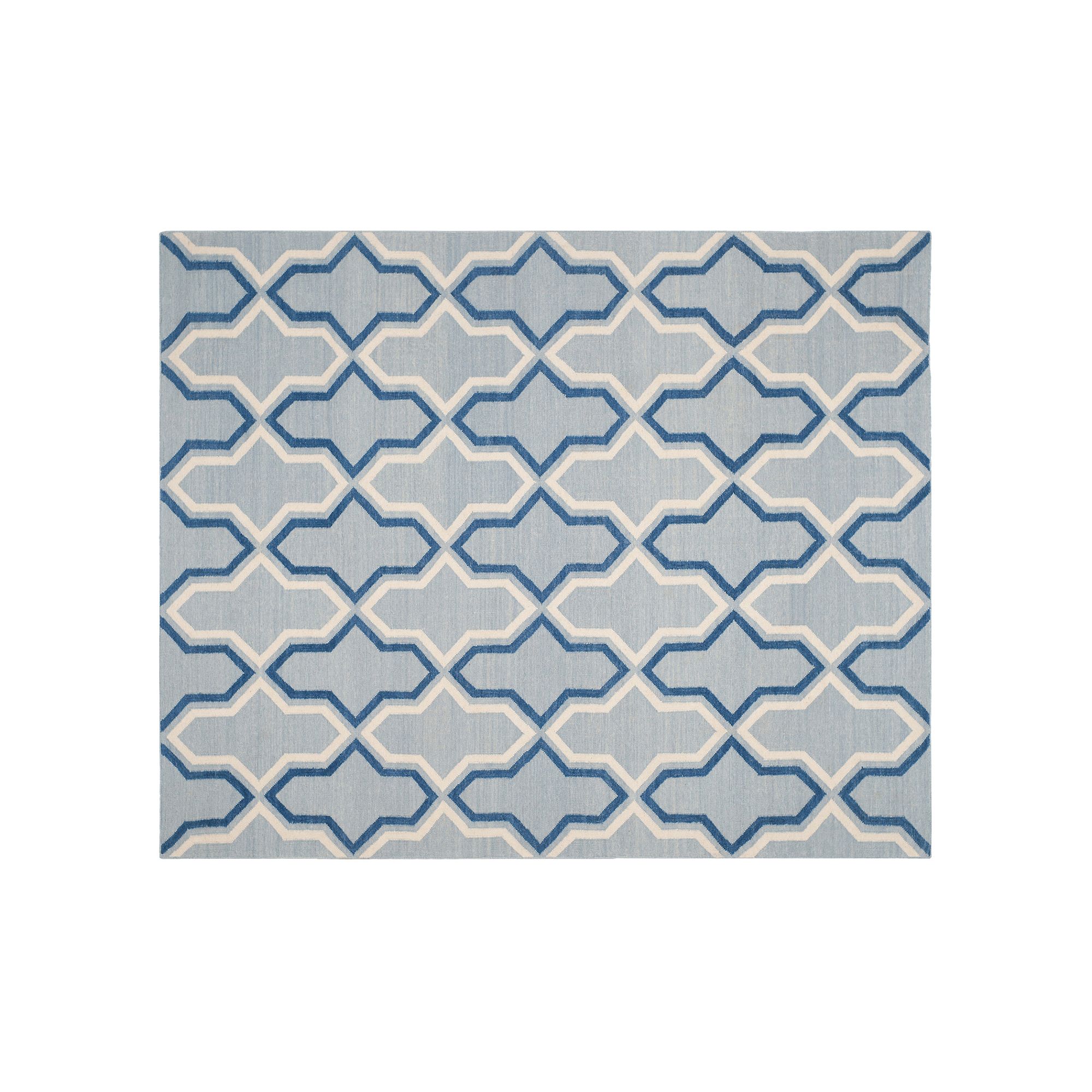 Safavieh Dhurries Flattened Quatrefoil Handwoven Flatweave Wool Rug, Blue
