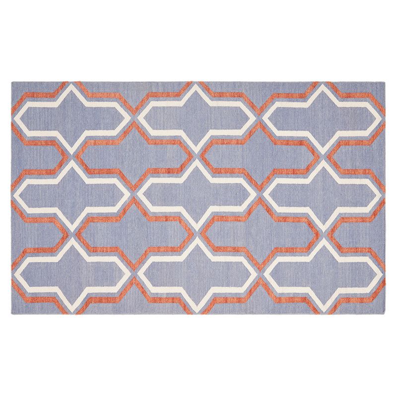 Safavieh Dhurries Flattened Quatrefoil Handwoven Flatweave Wool Rug, Purple, 8X10 Ft