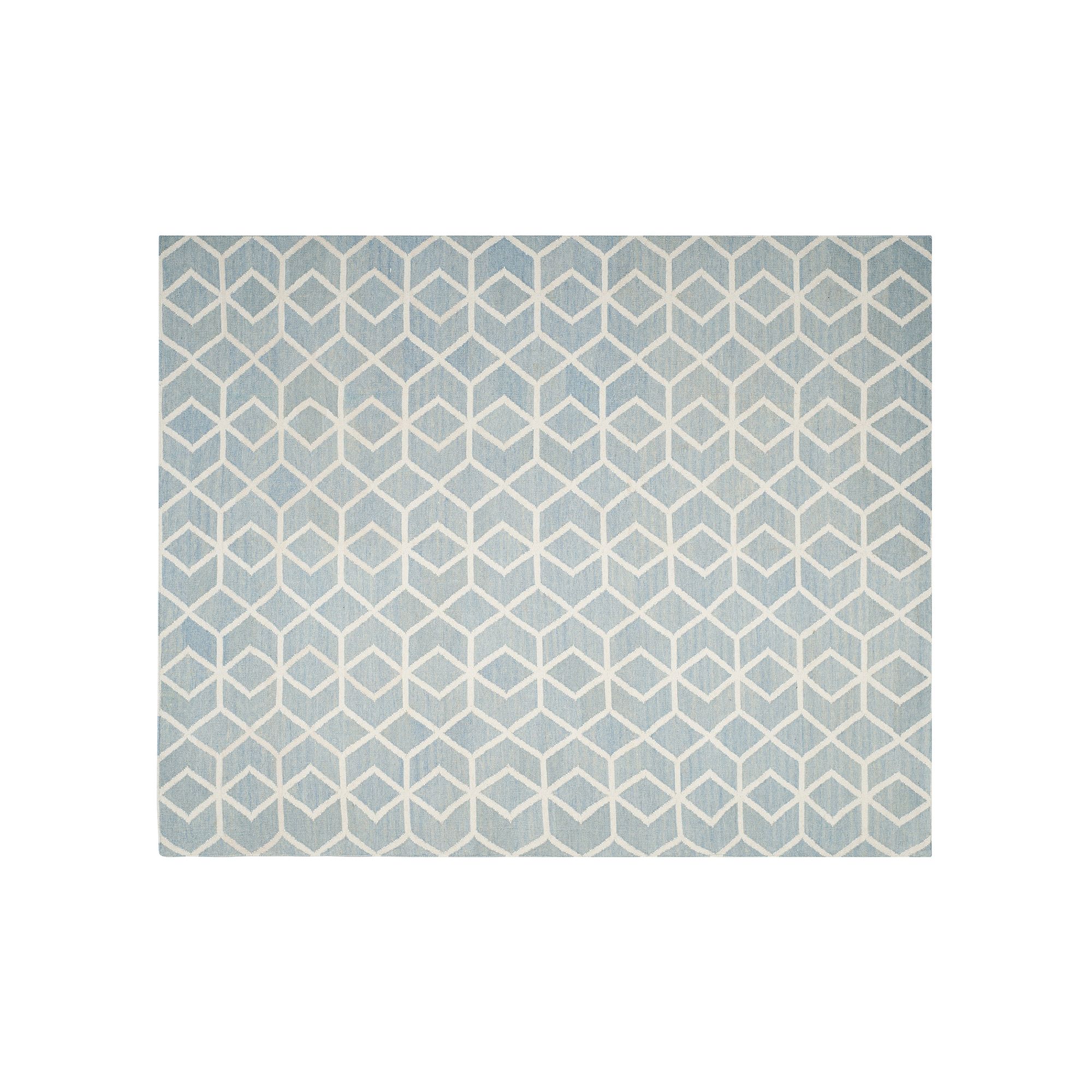 Safavieh Dhurries Diamond Weave Handwoven Flatweave Wool Rug, Blue Ivory