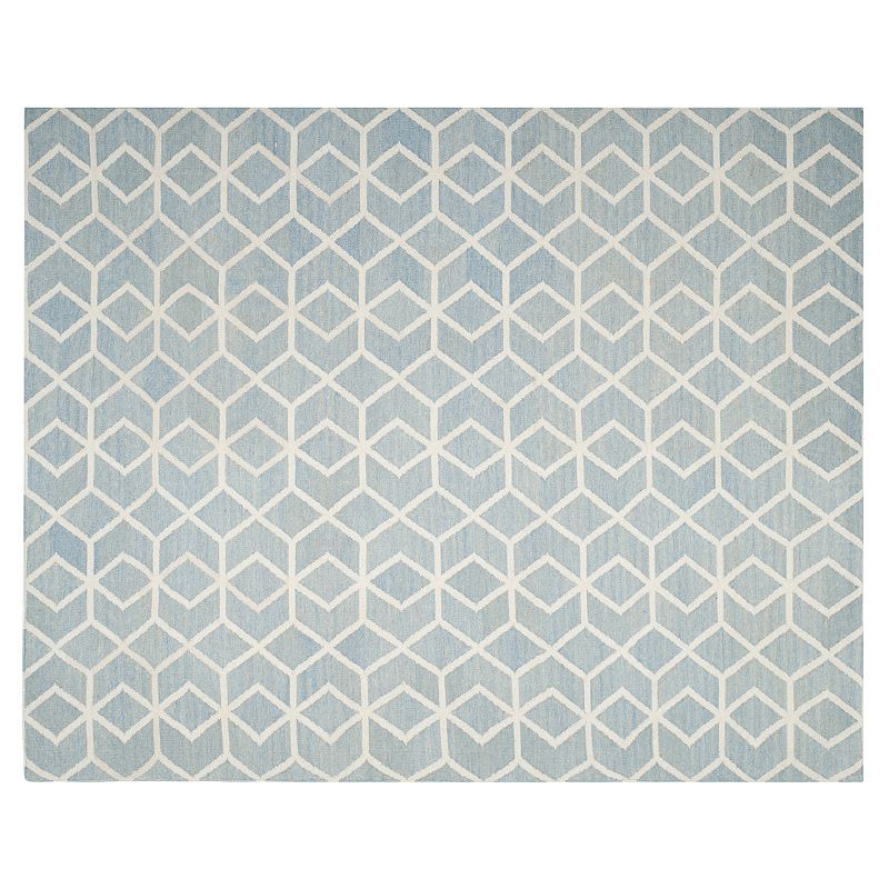 Safavieh Dhurries Diamond Weave Handwoven Flatweave Wool Rug, Blue, 6FT Sq