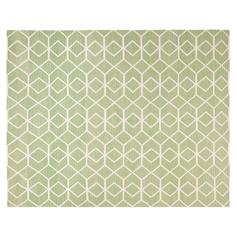 Safavieh Dhurries Diamond Weave Handwoven Flatweave Wool Rug, Dark Green, 6X9 Ft