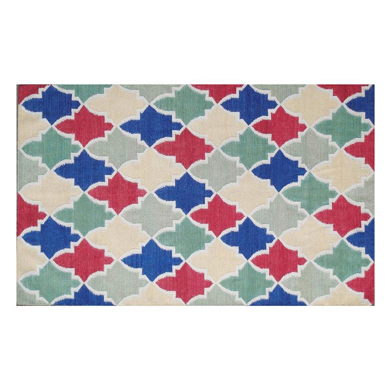 Safavieh Dhurries Colorpatch Handwoven Flatweave Wool Rug, Blue, 5X8 Ft