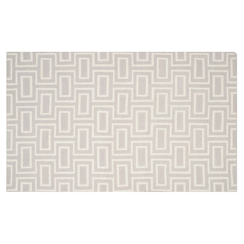 Safavieh Dhurries Brick Weave Handwoven Flatweave Wool Rug, Grey, 8X10 Ft