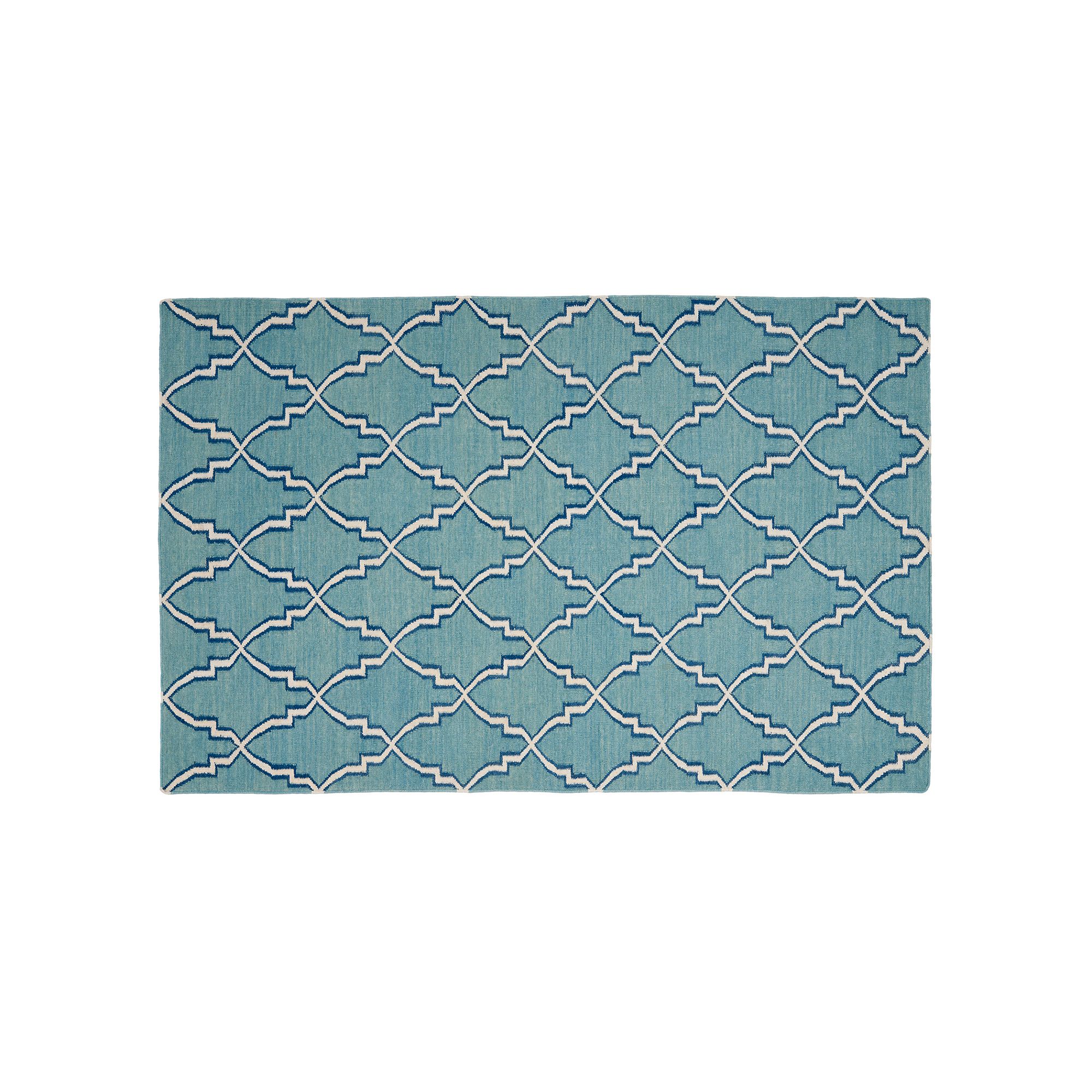 Safavieh Dhurries Modern Quatrefoil Handwoven Flatweave Wool Rug, Light Blu