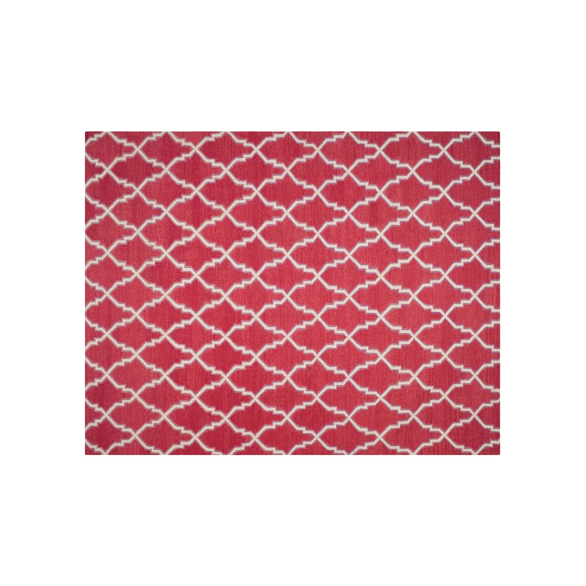 Safavieh Dhurries Modern Quatrefoil Handwoven Flatweave Wool Rug, Red Ivory