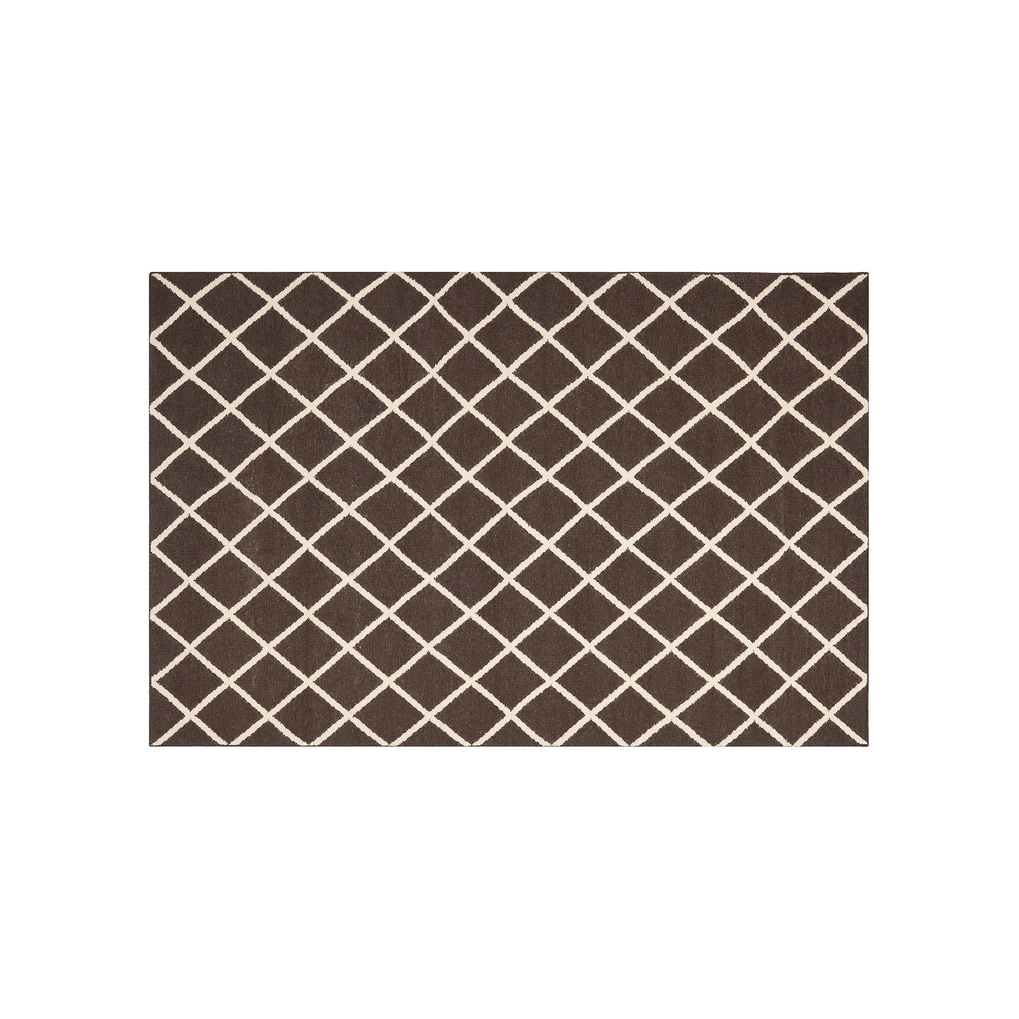 Safavieh Dhurries Netting Handwoven Flatweave Wool Pile Rug, Brown Ivory