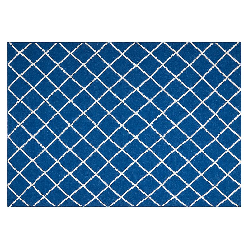 Safavieh Dhurries Netting Handwoven Flatweave Wool Rug, Dark Blue, 6FT Sq