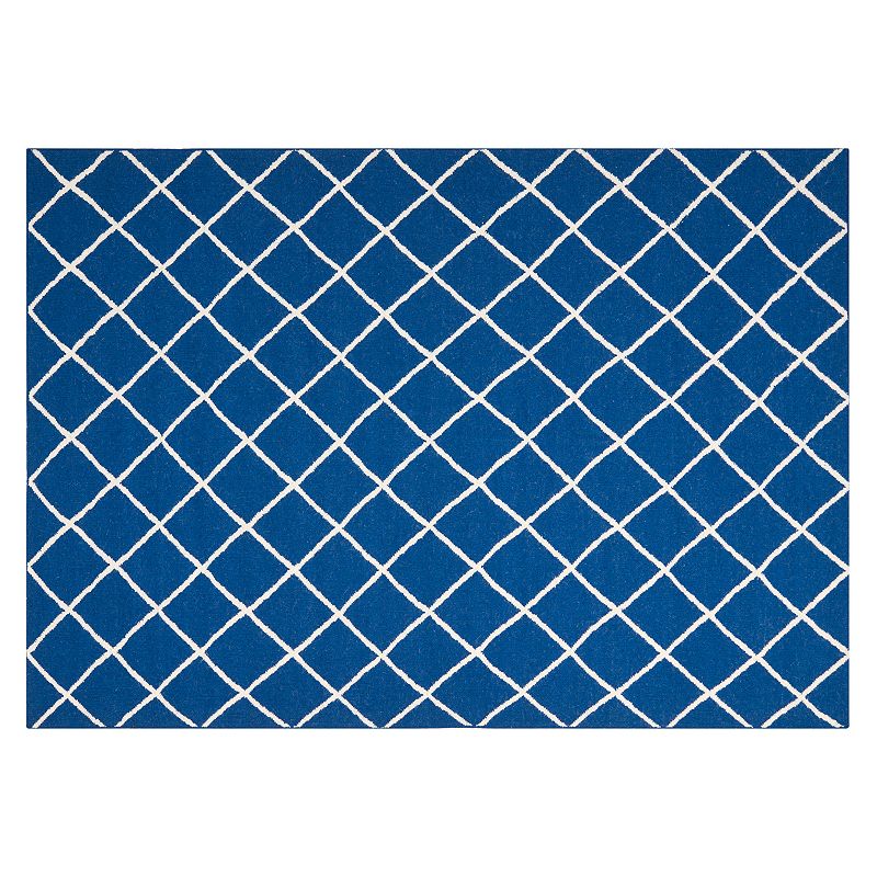 Safavieh Dhurries Netting Handwoven Flatweave Wool Rug, Dark Blue, 6FT Sq