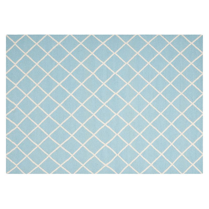 Safavieh Dhurries Netting Handwoven Flatweave Wool Rug, Light Blue, 6X9 Ft