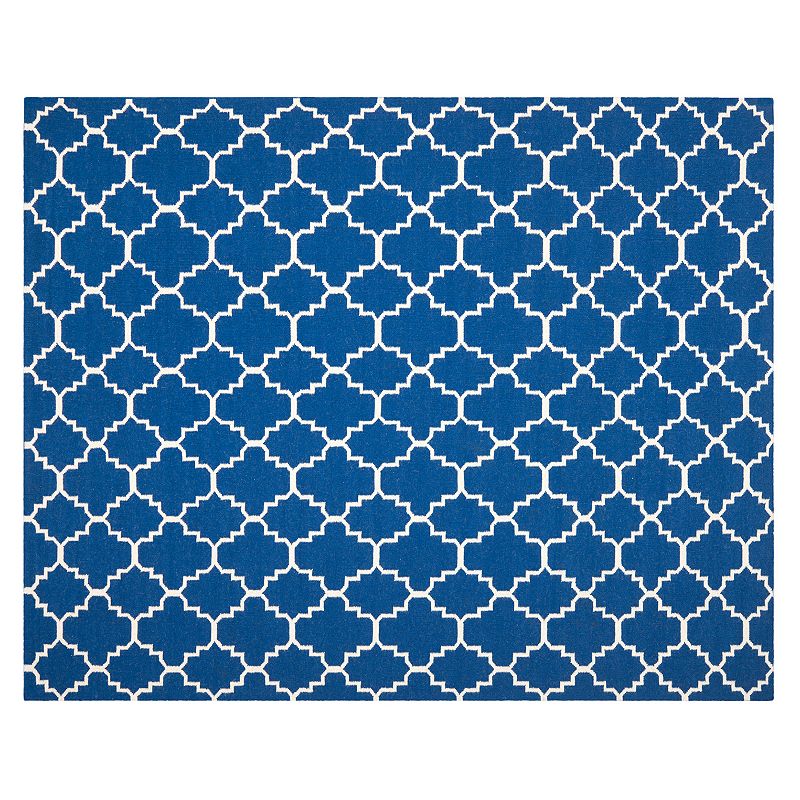 Safavieh Dhurries Quatrefoil Handwoven Flatweave Wool Rug, Dark Blue, 6FT Sq