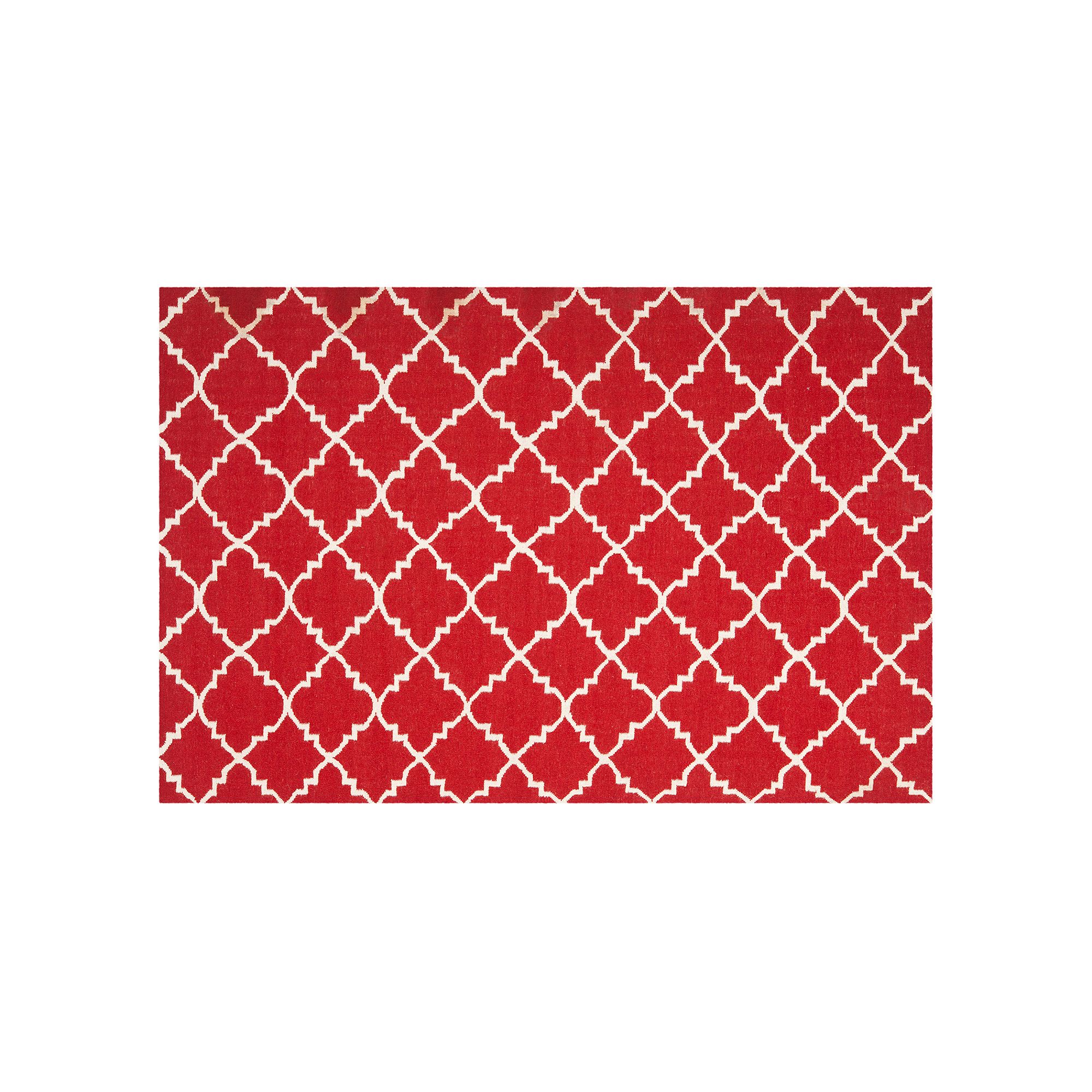 Safavieh Dhurries Geometric Quatrefoil Handwoven Flatweave Wool Rug, Red