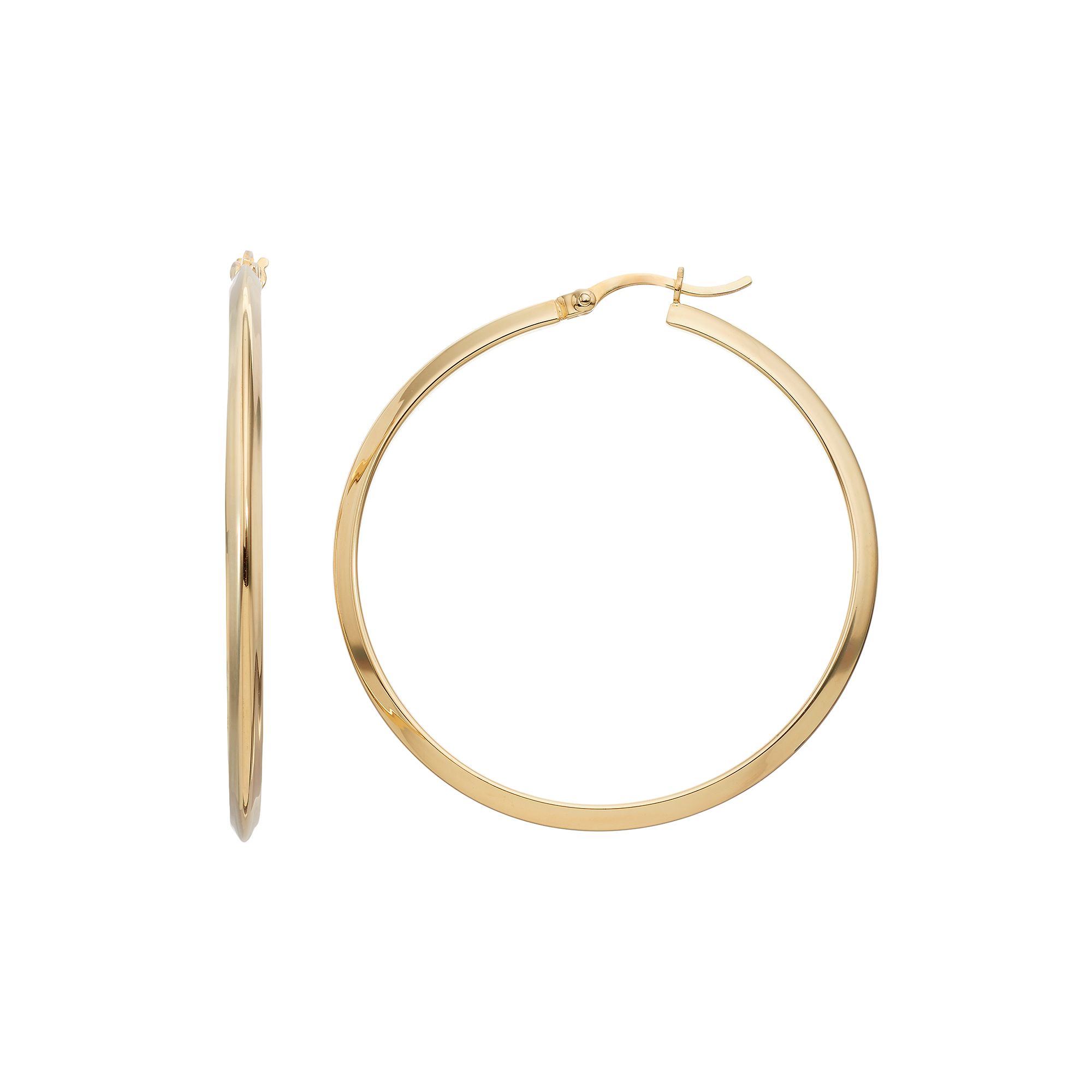 18k Gold Over Silver Hoop Earrings, Womens, Yellow