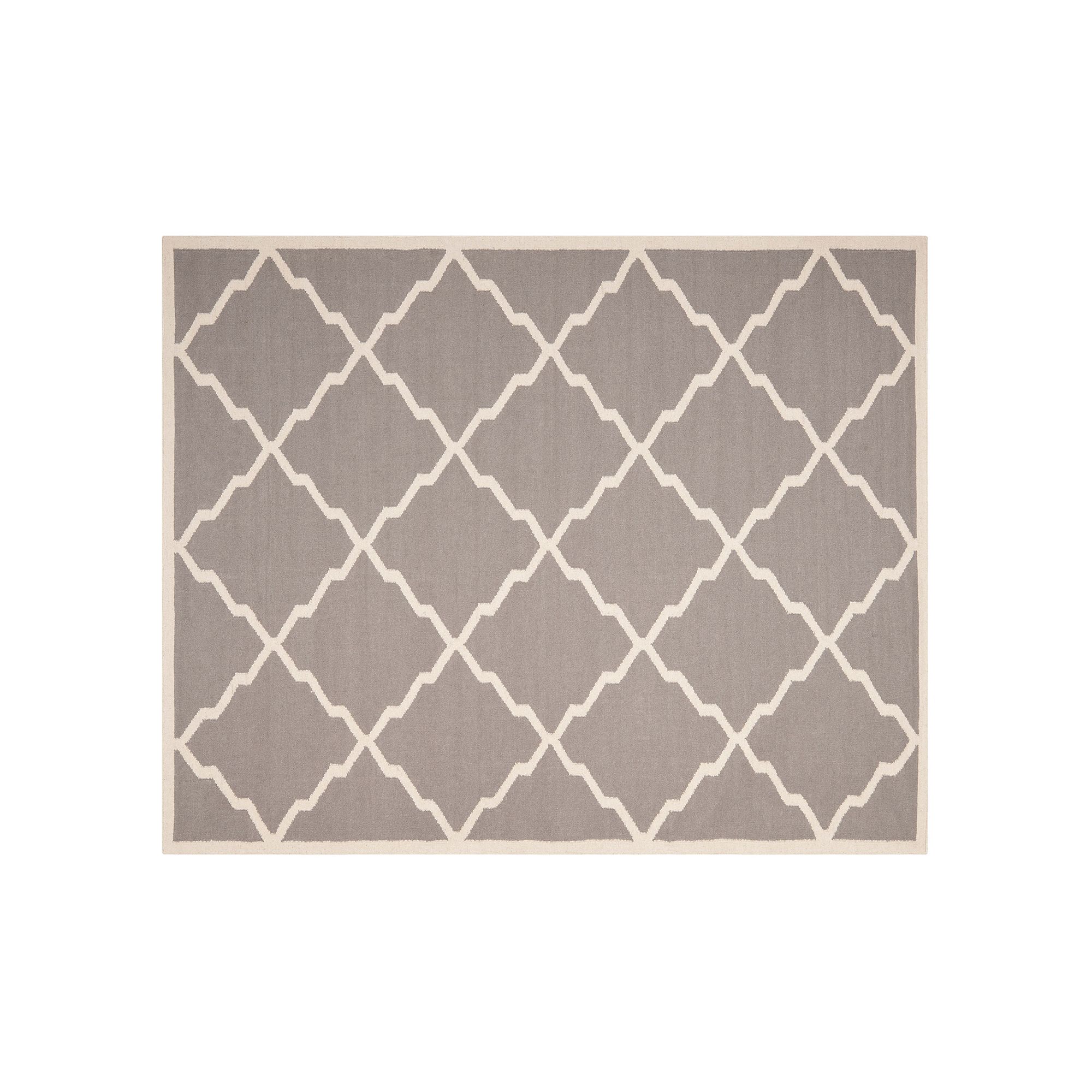 Safavieh Dhurries Jagged Diamond Handwoven Flatweave Wool Rug, Gray Ivory