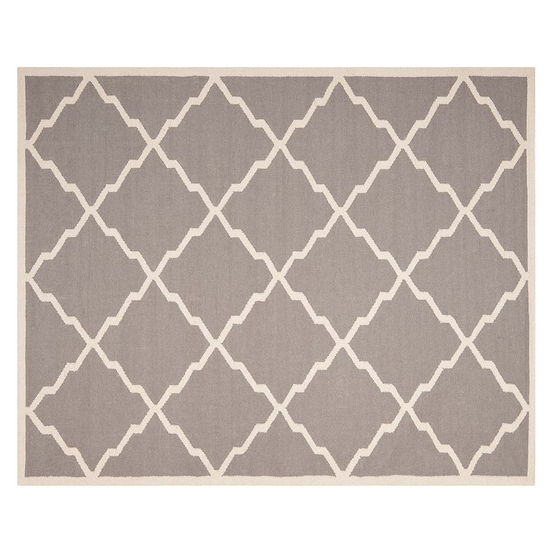 Safavieh Dhurries Jagged Diamond Handwoven Flatweave Wool Rug, Grey, 8X10 Ft