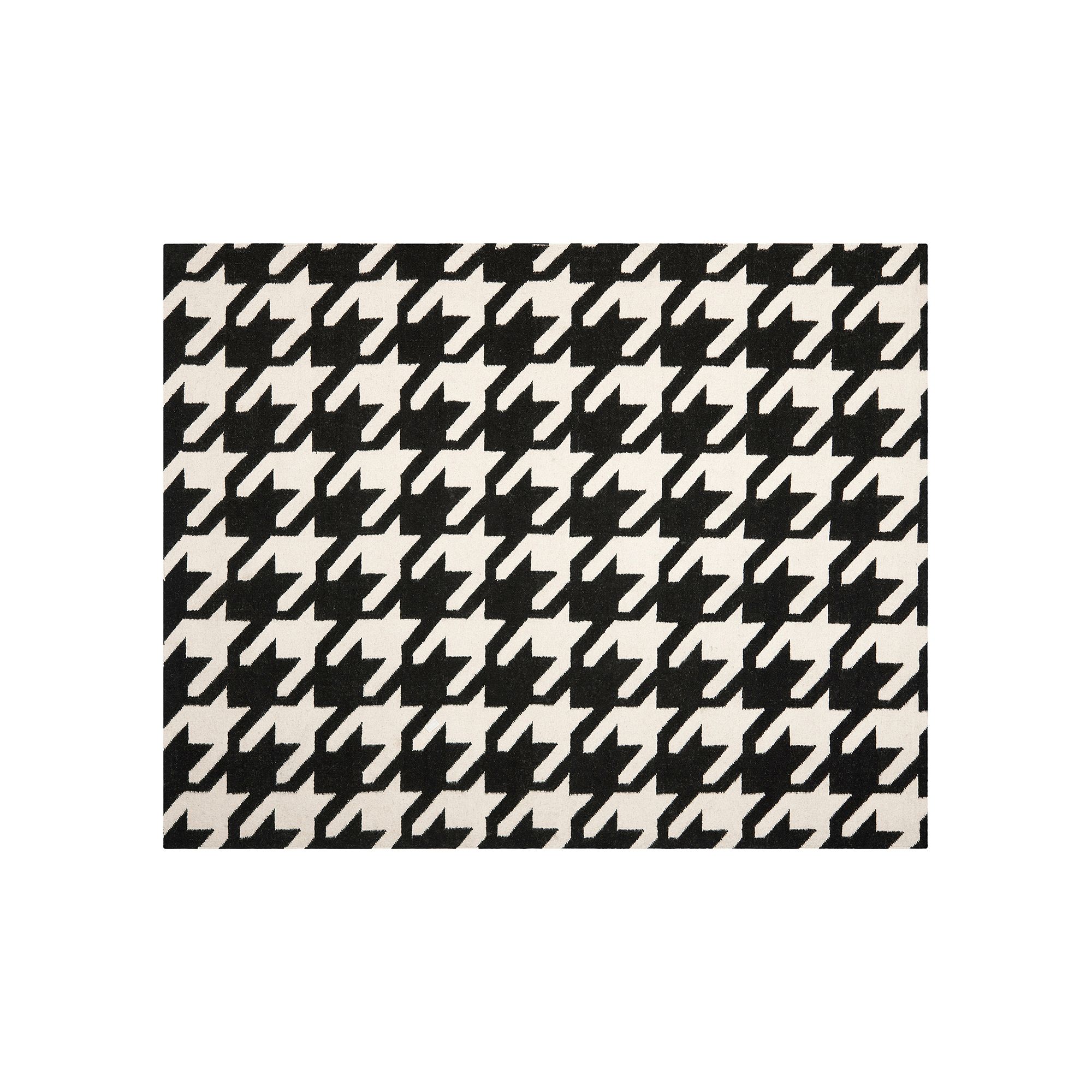 Safavieh Dhurries Houndstooth Handwoven Flatweave Wool Rug, Black Ivory