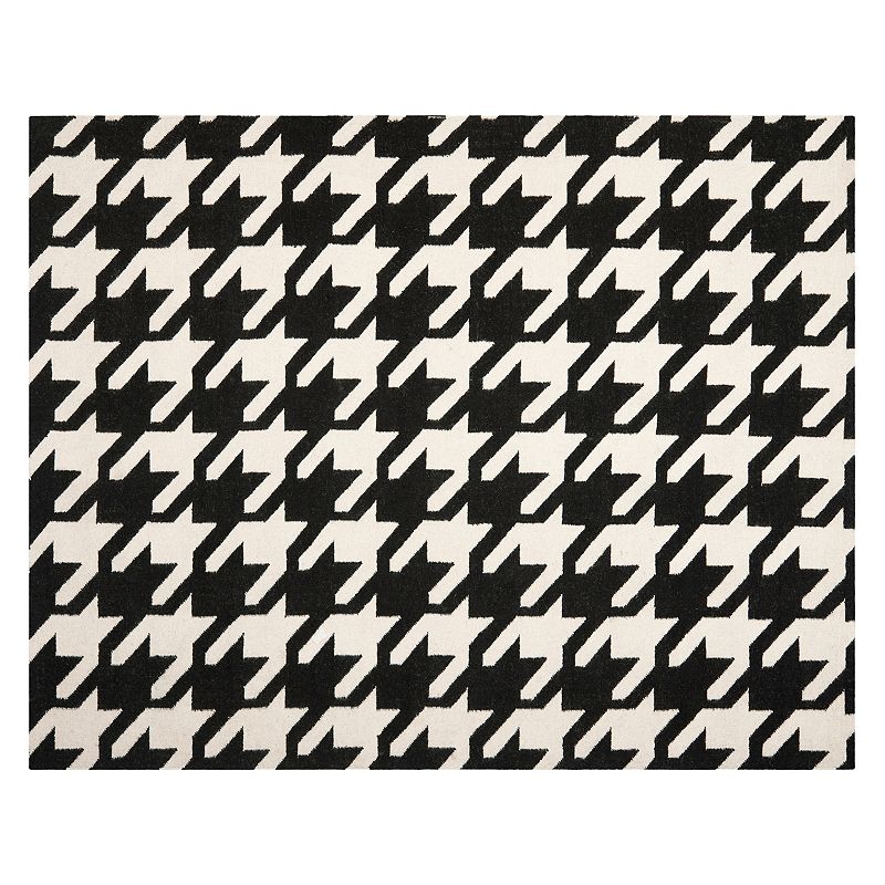 Safavieh Dhurries Houndstooth Handwoven Flatweave Wool Rug, Black, 4X6 Ft