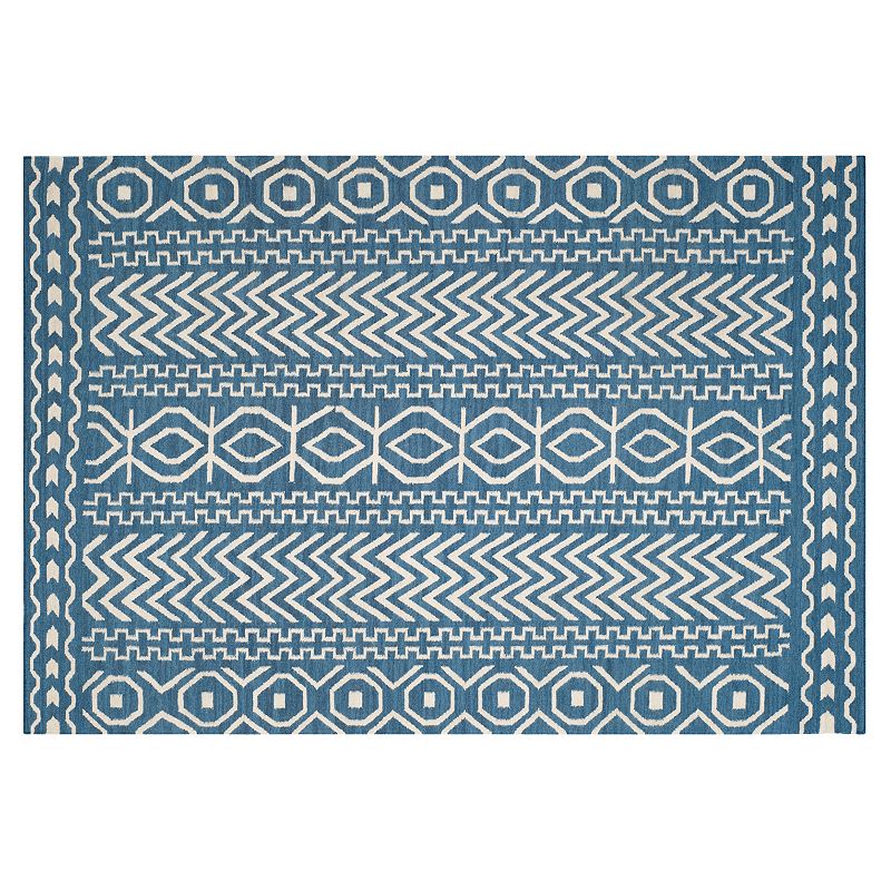 Safavieh Dhurries Multi Pattern Handwoven Flatweave Wool Rug, Dark Blue, 6X9 Ft