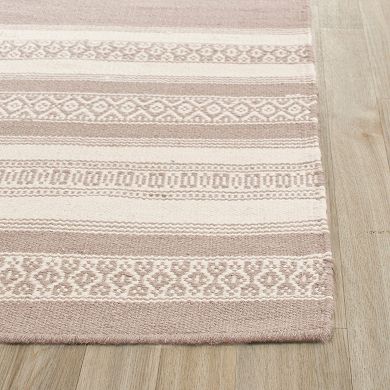 Safavieh Dhurries Varied Stripe Handwoven Flatweave Wool Rug