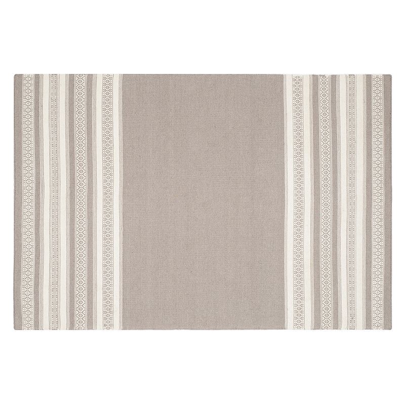 Safavieh Dhurries Stripe Handwoven Flatweave Wool Rug, Lt Brown, 4X6 Ft