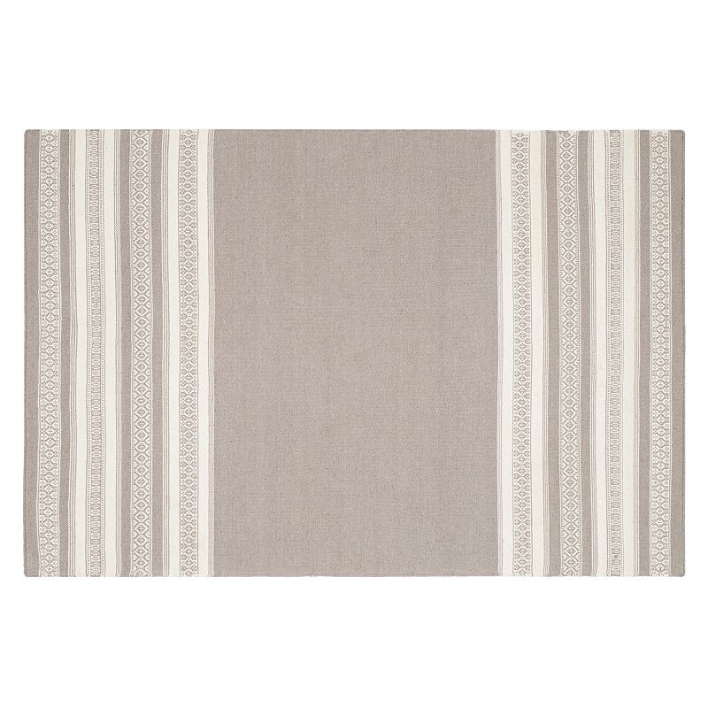 Safavieh Dhurries Stripe Handwoven Flatweave Wool Rug, Lt Brown, 4X6 Ft