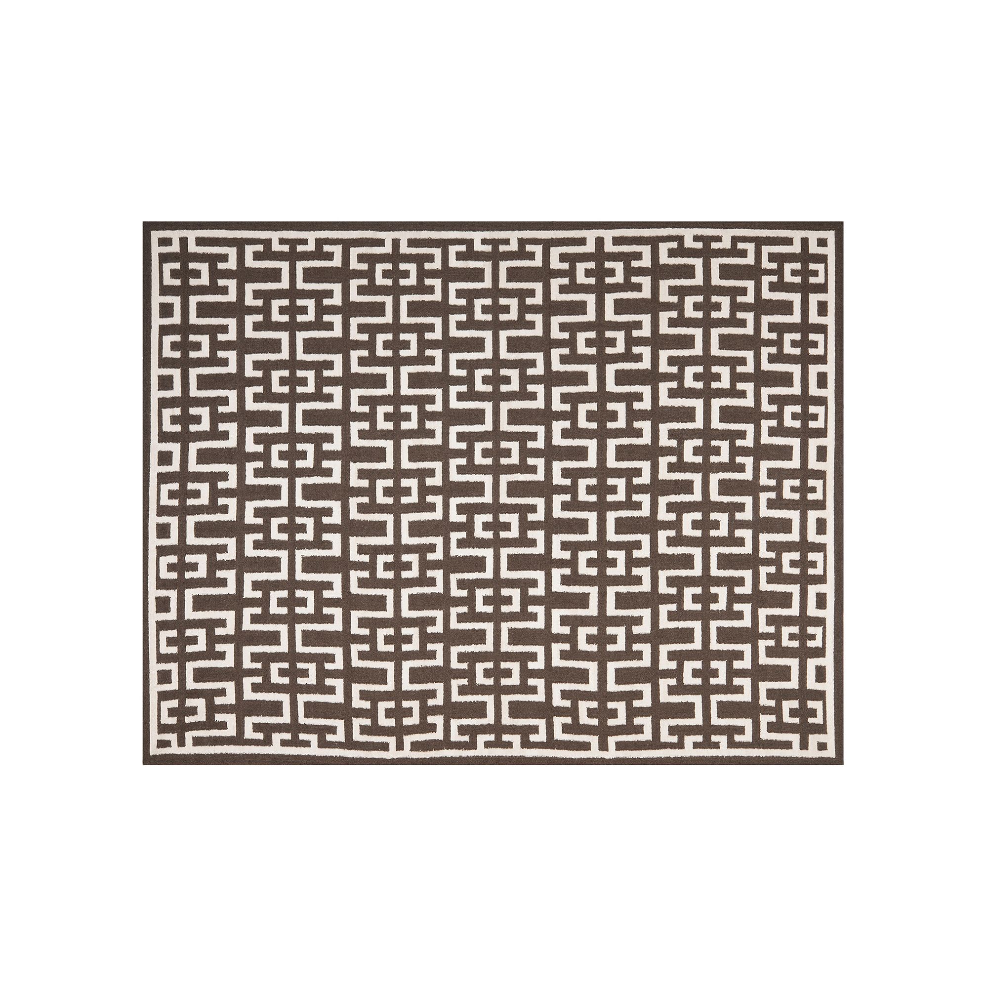 Safavieh Dhurries Greek Key Handwoven Flatweave Wool Rug, Brown Ivory