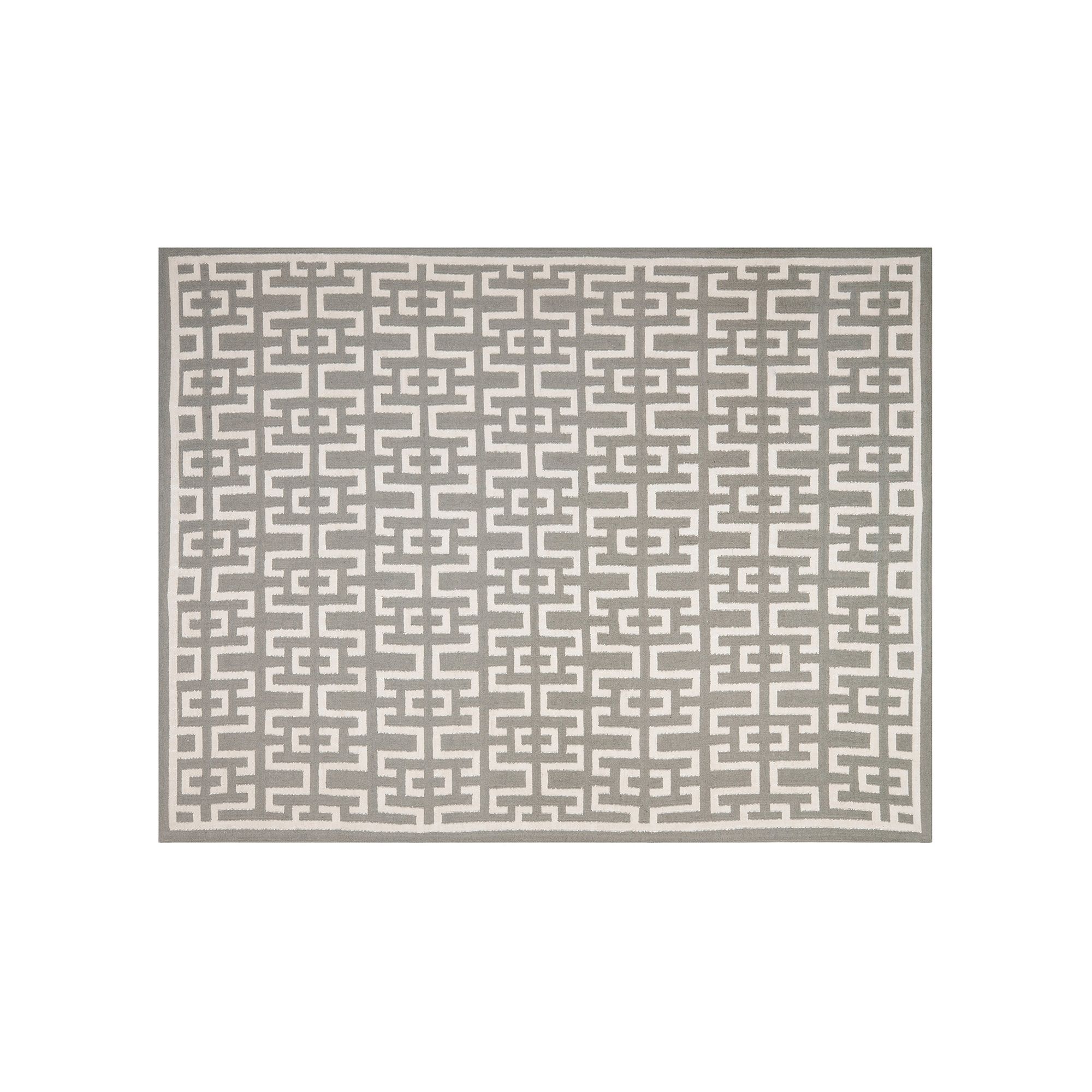 Safavieh Dhurries Greek Key Handwoven Flatweave Wool Rug, Soft Gray Ivory