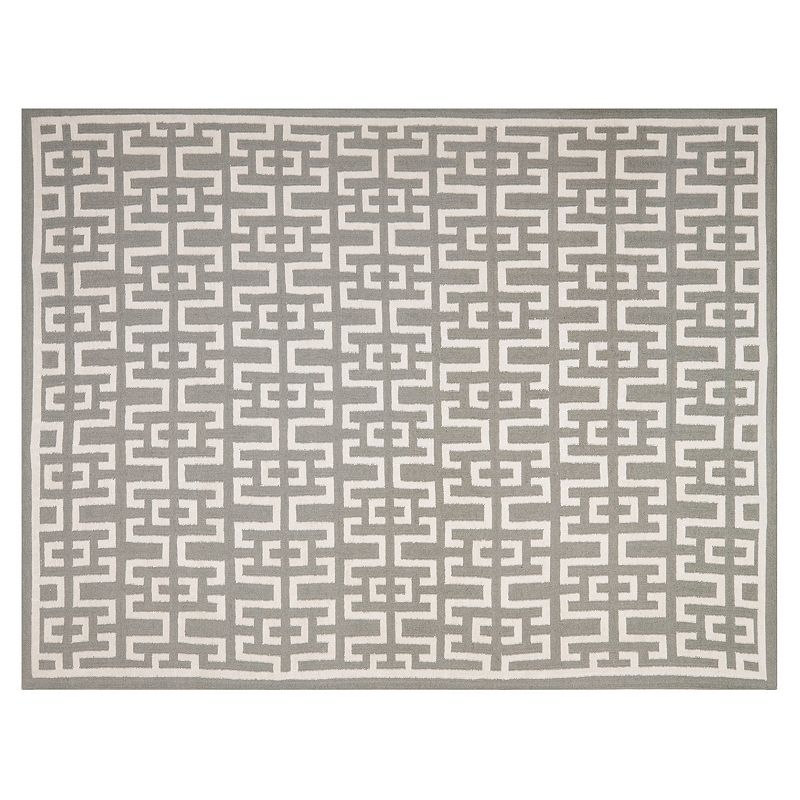 Safavieh Dhurries Greek Key Handwoven Flatweave Wool Rug, Light Grey, 6X9 F